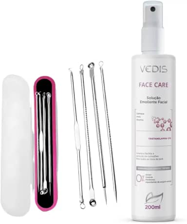 Solução Emoliente Facial Face Care 200ml + Extrator de Cravos Cureta