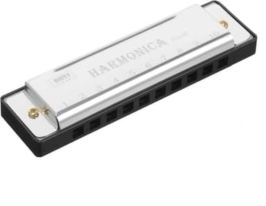 Gaita 10 furos chave de C, 20 tons diatônico blues boca órgão - ideal para iniciantes, inclui capa protetora - prata