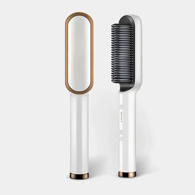 Escova Pente Alisadora 5 em 1 Iônica Bivolt (110V/220V) | Seca, Alisa, Modela e Hidrata Profissionalmente | Cerâmica com 5 Temperaturas e Anti-Frizz. (Branco)