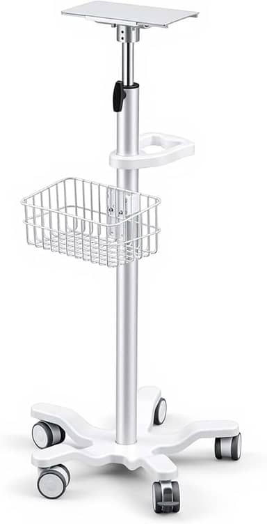 Carrinho médico móvel com rodas com altura ajustável para laptop, scanner, ultrassom, eletrocardiograma, mesa grande para consultórios odontológicos, hospitais, laboratórios