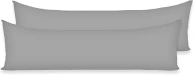 Kit 2 Fronhas C/Zíper 1,30x40cm Percal Flex 400 fios Travesseiro de Corpo Xuxão Toque Macio (cinza)