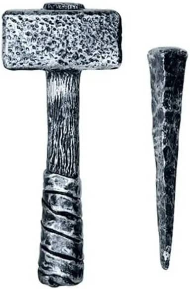 Kit Martelo e Estaca de Caça Vampiro para Fantasia e Decoração Halloween