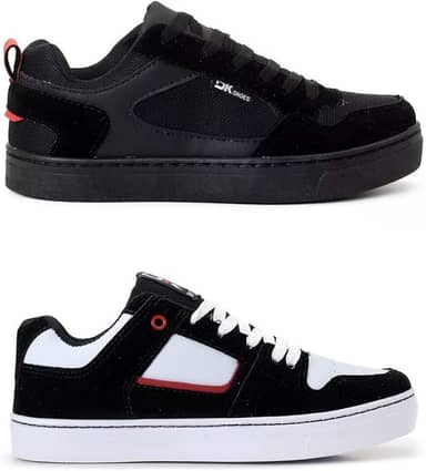 Kit 2 Pares Tênis Preto Branco Skate Skatista Casual Unissex