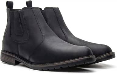 Botina Bota Masculina Chelsea Couro Legitimo Conforto Macio Preto
