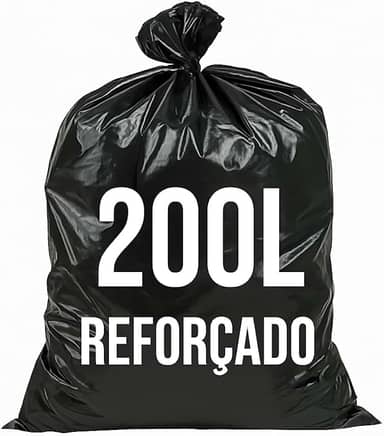 25un. Saco de Lixo 200 Litros Preto Reforçado Tamanho 90X100 Residencial e Comercial