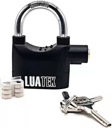 Cadeado com Alarme Sonoro Anti-furto Reforçado Trava Segurança 110db para Bicicleta, moto e casa, modelo na cor Preto