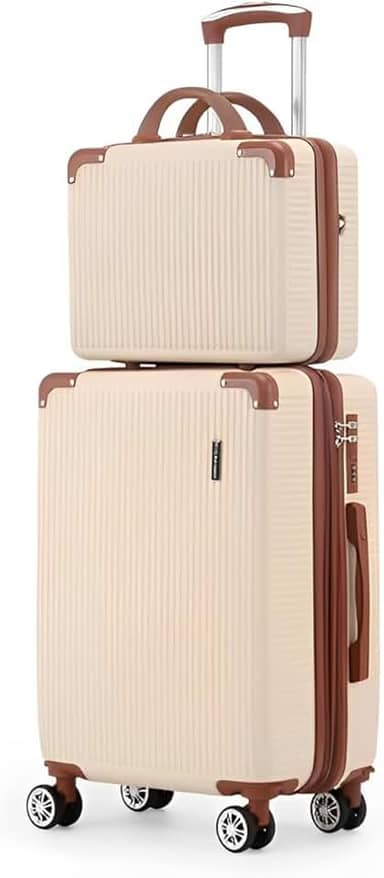 Mala de Bordo 10kg com Frasqueira Bagagem de Mão Expansível ANAC Rodas Duplas 360° Cadeado TSA Antifurto Alça Lateral Design Leve Resistente Ideal para Viagens Avião Cor Bege