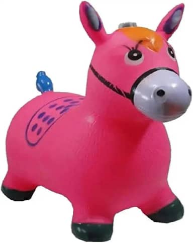 Cavalinho Upa Upa Grande Pula Pula Musical Borracha Resistente Inflável Rosa