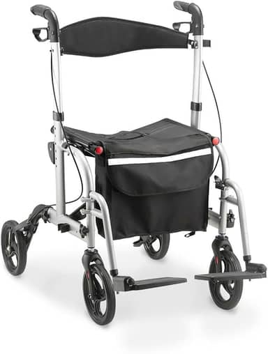 Dellamed - Andador para Idoso Adulto com Rodas e Assento Dobrável 135kg D15