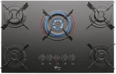 FISCHER COOKTOP À GÁS 5 BOCAS TRIPLA CHAMA FIT LINE MESA VIDRO PRETO BIVOLT - 26300-57079