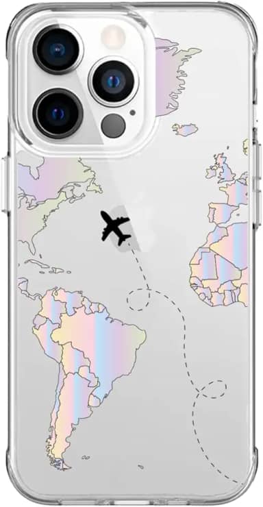 Capa Capinha Anti Impacto para Iphone 11, 12, 13, 14, 15 e suas variações Modelo Mapa Mundi Gradiente (Iphone 14)