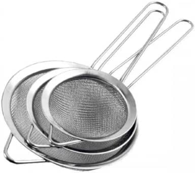 Kit 3 Peneiras em Inox para Coar Sucos e Líquidos