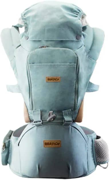 Brastoy Mochilas Canguru Carregador De Bebê Portador Ergonômico 3 Em 1 (Azul Claro)