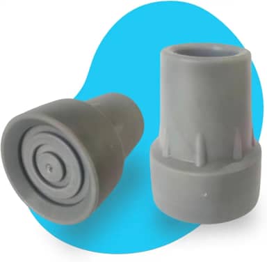 Ponteira de Borracha para Muleta, 19mm, Cinza, com Anel Interno Anti-ruído e Ventosa para Melhor Aderência