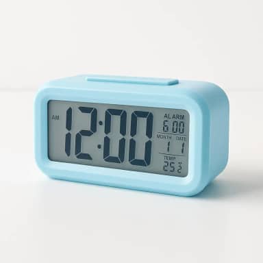 Relógio Digital de Mesa Despertador de Cabeceira Inteligente com Sensor de Temperatura Cabeceira Premium (Azul Bebê)