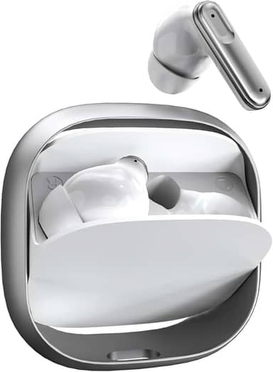 Fone de Ouvido Bluetooth 5.4 Intra-Auricular, Áudio Estéreo Hi-Fi Sem Fio, Microfone com Cancelamento de Ruído, Estojo Giratório, 3 Tamanhos de Pontas, Bateria de 36h – Branco