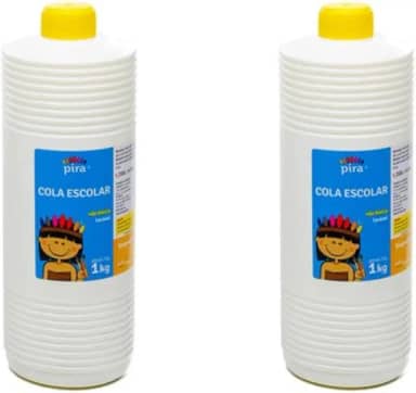 Kit 2 Un - Cola Branca 1Kg Lavável Escolar