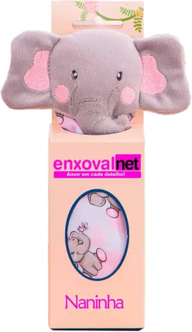 Naninha Menina Menino Com Bichinho De Pelúcia Porta Chupeta Raposas (Elefante Rosa)