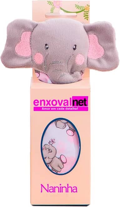 Naninha Menina Menino Com Bichinho De Pelúcia Porta Chupeta Raposas (Elefante Rosa)