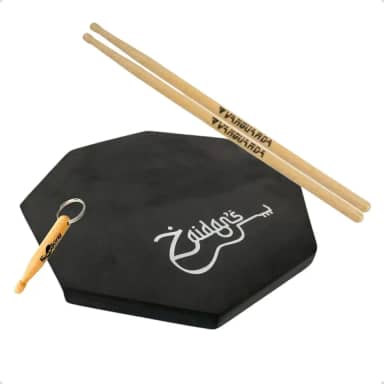 Pad Estudo Bateria Praticável 20cm + Par Baquetas Vanguarda Spanking (Preto)