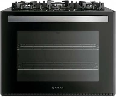 Atlas, Fogão de Embutir, Gás, 5 Bocas, Vidro Temperado, Forno Deslizante, Preto, Utop Tripla Chama, Embutido, 65x80x68,2cm, Acendimento Automático, 37,5kg