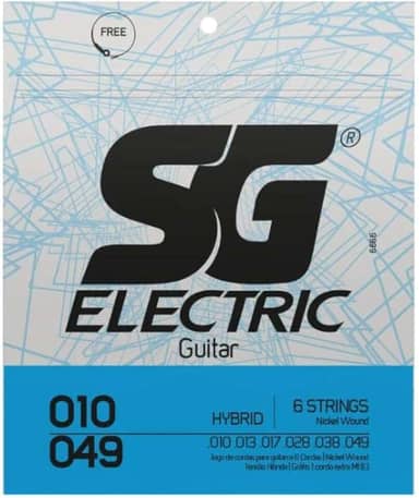 Jogo De Corda Para Guitarra SG 010 Hibrida Nickel Wound