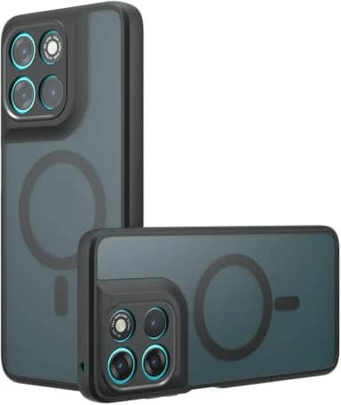 Capa magnética para Moto G67 Power 5G [compatível com acessórios Magsafe] Capa protetora à prova de choque traseira fosca translúcida, preta fosca