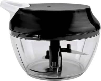 Processador de Alimentos Grande 500ml Triturador Com Três lâminas Em Inox Manual Acionamento Por Corda Retrátil (Preto)