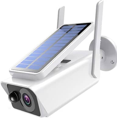 Câmera de segurança externa sem fio, energia de bateria recarregável solar WiFi, câmeras domésticas de vigilância IP, com detecção de movimento PIR, visão noturna, áudio bidirecional