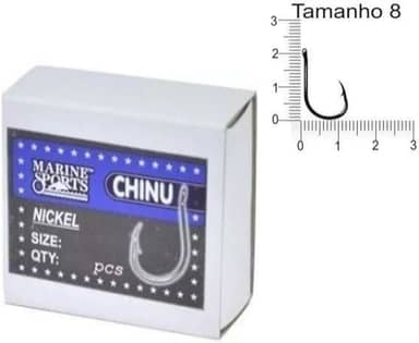 Anzol Chinu Nº 8 Black Nickel Marine Sports - 100 Peças