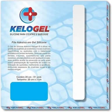 Fita em Gel de Silicone para Cicatriz Kelogel 20cm x 3cm | Tratamento para Cicatriz, Queloide e Cicatriz Hipertrófica | Silicone Grau Médico | Pós-Cirúrgica, Queimaduras e Cesárea