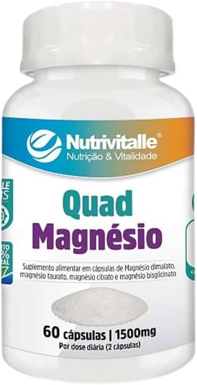 Quad Magnésio Malato + Taurato + Citrato + Bisglicinato Nutrivitalle 60 Cápsulas