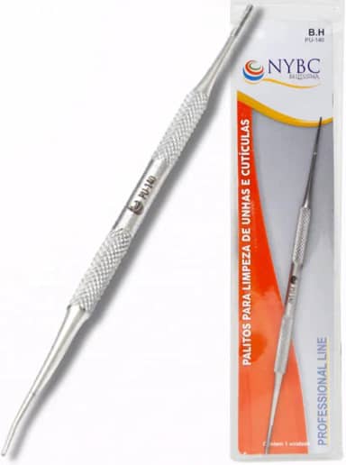 NYBC Beauty, Palito de Unha Em Aço Inox (14,0 cm), Palito Profissional para Limpeza, Acabamento e Arte nas Unhas