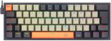 Teclado Mecanico Gamer Fizz Rgb Laranja Cinza e Preto Switch Marrom