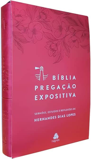 Bíblia Pregação Expositiva | RA | PU luxo rosa Flores: Feminina