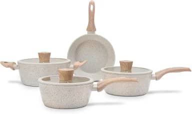 Brinox - Jogo de Panelas 4 Peças com Fundo de Indução Antiaderente Ceramic Life Sirius - Vanilla