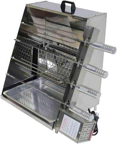 Churrasqueira Giratória Vertical Ecológica Sem Fumaça Inox 4 Espetos