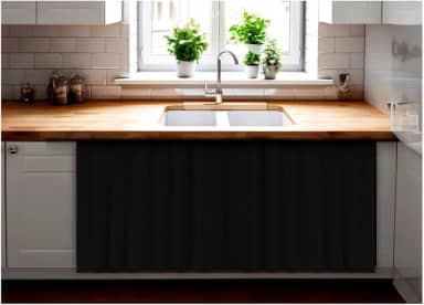 Cortina De Pia para Cozinha Dispensa Balcão Pias em geral Blackout Impermeavel 138x80 cm cor Preto material resistente antmofo 100% PVC