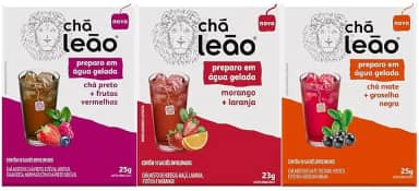 Combo Chá Gelado Leão – 30 Sachês (Frutas Vermelhas, Morango e Laranja, Matte e Grosselha Negra)