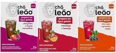 Combo Chá Gelado Leão – 30 Sachês (Frutas Vermelhas, Morango e Laranja, Matte e Grosselha Negra)
