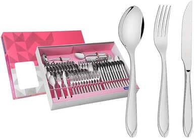 Faqueiro Aço Inox com Faca para Churrasco 91 Peças Tramontina Laguna Prata