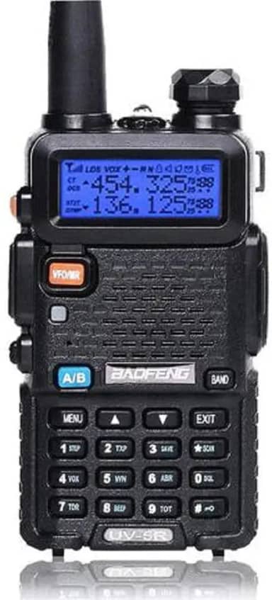 BAOFENG Uv-5R Rádio Bidirecional Banda Dupla 144-148/420-450Mhz Walkie Talkie 1800Mah Bateria de Íon-Lítio (Preta)