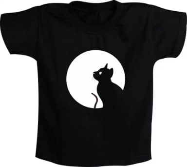 Camiseta Infantil - Halloween Lua Cheia e Gato - 100% Algodão - Moricato