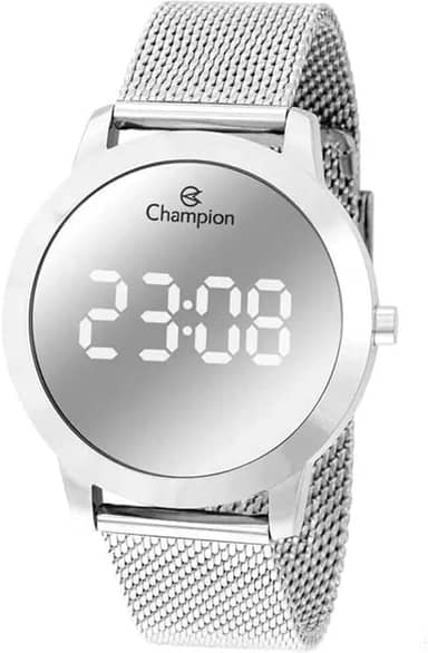 MULTILASER Relógio Digital Feminino Champion Prata Espelhado CH40106S