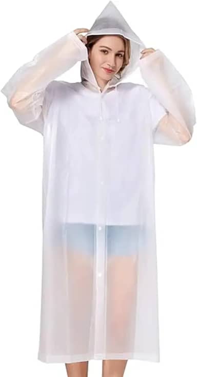 Capa de Chuva Transparente Unisex Adulto Impermeável Dobrável e Reutilizável para Festas e Viagens Caminhadas Acampamento Botão Passeio