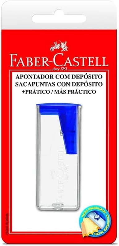 Apontador com Deposito Plástico, Faber-Castell, SM/060124ZF, Cores Sortidas,Multicor