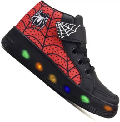 Tenis Infantil De Led Meninos Aranha Botinha LIGHT
