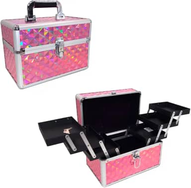 Maleta Para Maquiagem Porta Joias Bijuterias e Acessórios (ROSA CRISTAL)