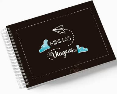 Álbum de Fotos Scrapbook papel Kraft 15x21cm 25 folhas Minhas Viagens