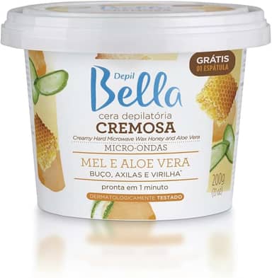 Cera Depilatória Cremosa Micr-ondas Mel e Aloe Vera Depil Bella 200g